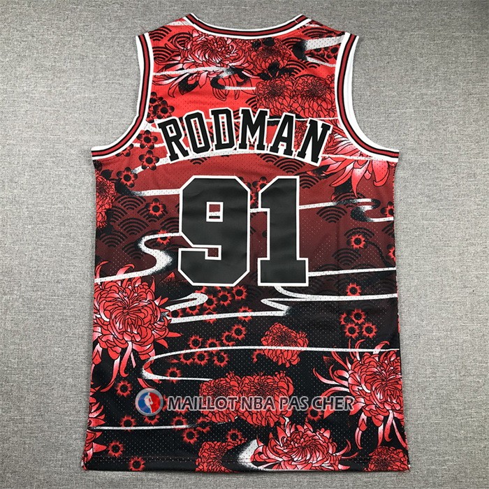 Maillot Chicago Bulls Dennis Rodman NO 91 Mitchell & Ness Lunar New Year Rouge